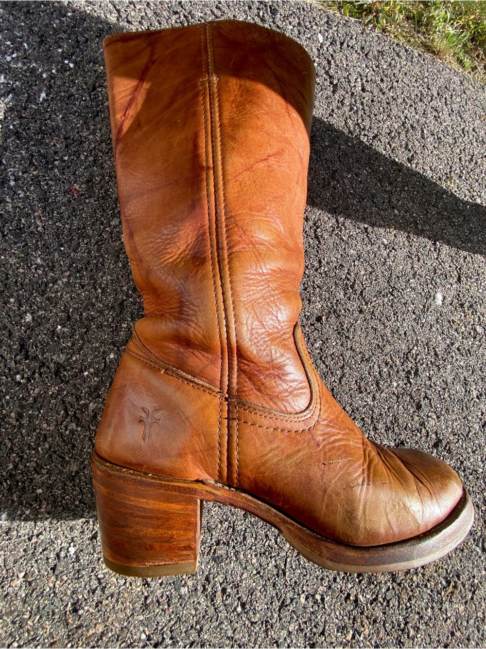 Frye 80’s Campus style Mid-Calf Leather Boot in Cognac